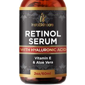 DOUBLE SIZED 2 Oz Retinol Serum for Face with Hyaluronic Acid Vitamin E and A Aloe Vera Anti Aging Serum Pore Tightener Fade Dark Spots Clinical
