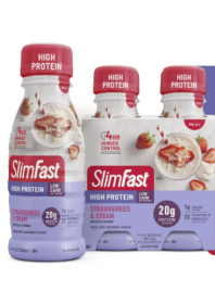 SlimFast High Protein Shake Meal Replacement Shake, Strawberries and Cream, 11 Fl Oz Bottle, 4 Pack