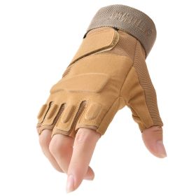 Outdoor Tactical Gloves Airsoft Sport Gloves Half Finger Military Men Women Combat Shooting Hunting Fitness Fingerless Gloves (Color: khaki, Gloves Size: L)