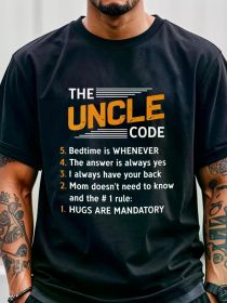 The Uncle Code Family Shirts Men Funny T Shirts, Uncle Birthday Gifts, Men's T Shirts, Going Out, Gym-Friendly, Running (Color: Black, size: XXXL)